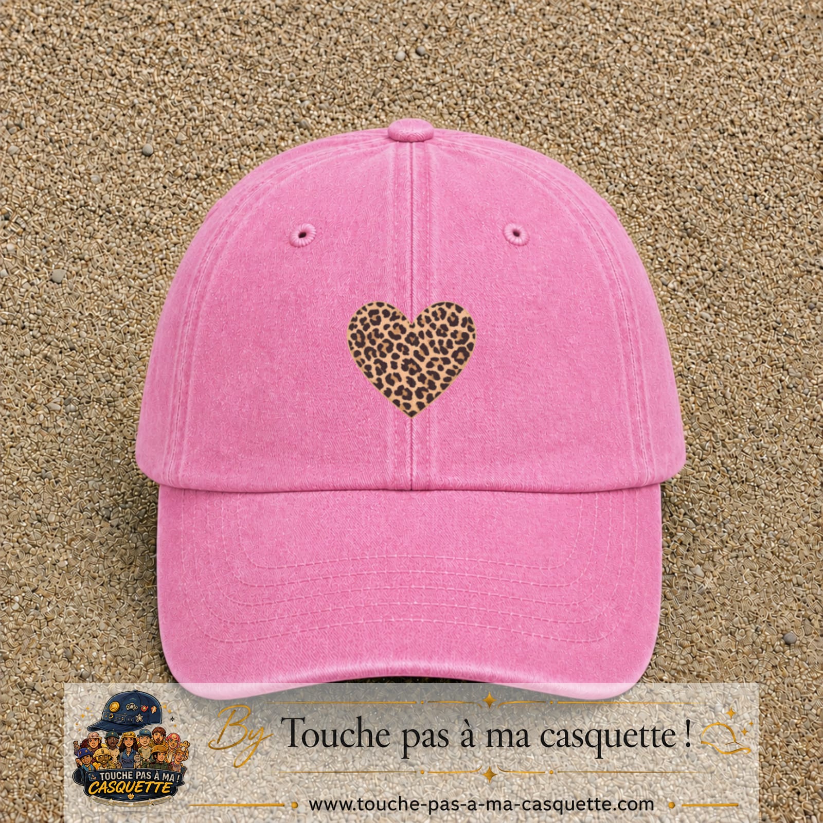 Image principale produit68moyenRS - casquette Rose délavé avec visuel Cœur léopard 5 cm