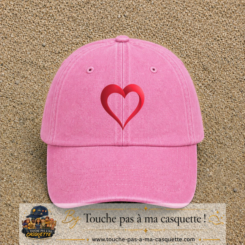 Image principale produit138grosRS - casquette Rose délavé avec visuel Cœur rouge 7 cm