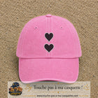 Image principale produit57grosRS - casquette Rose délavé avec visuel Deux cœurs noirs 7 cm