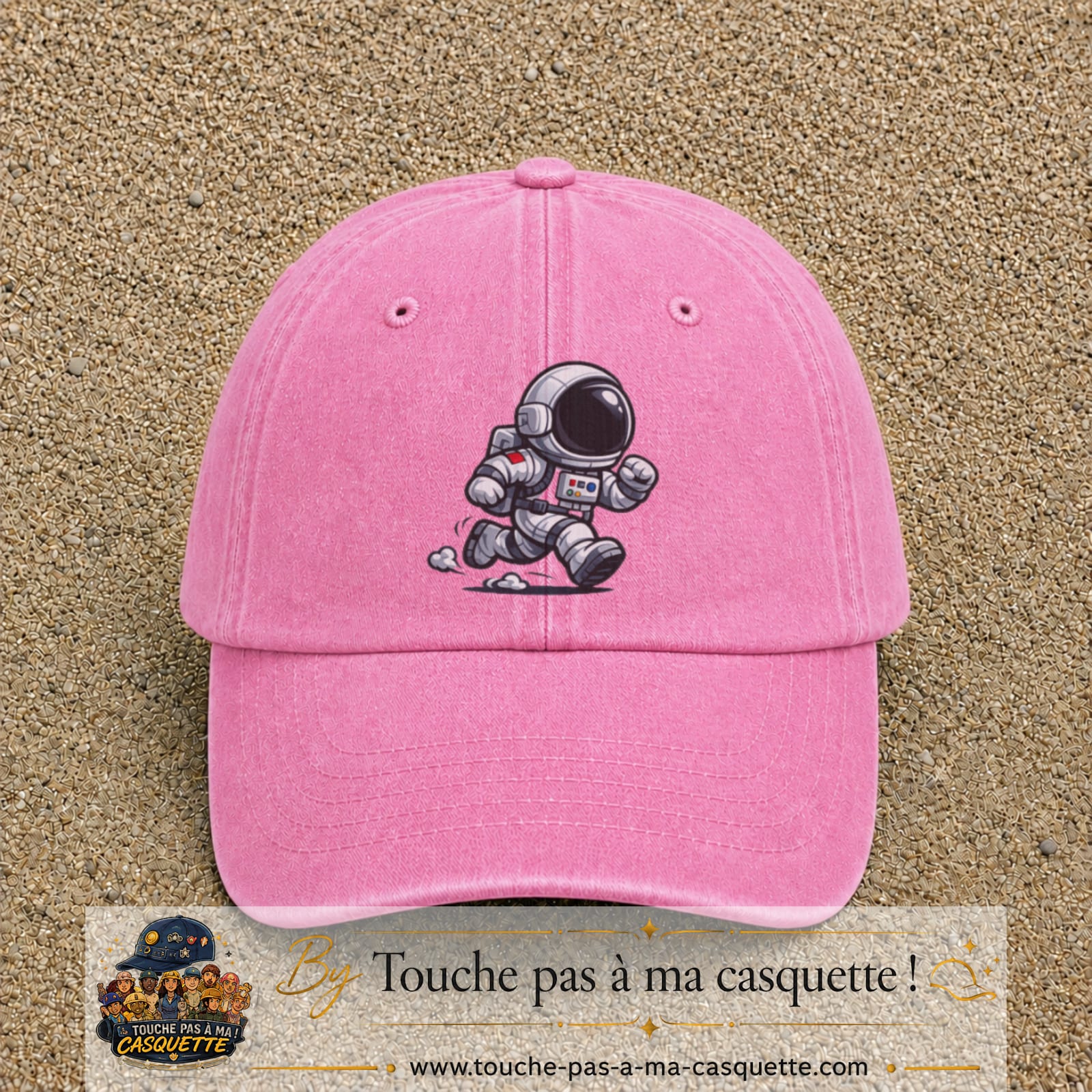 Image principale produit64grosRS - casquette Rose délavé avec visuel Astronaute chibi 7 cm