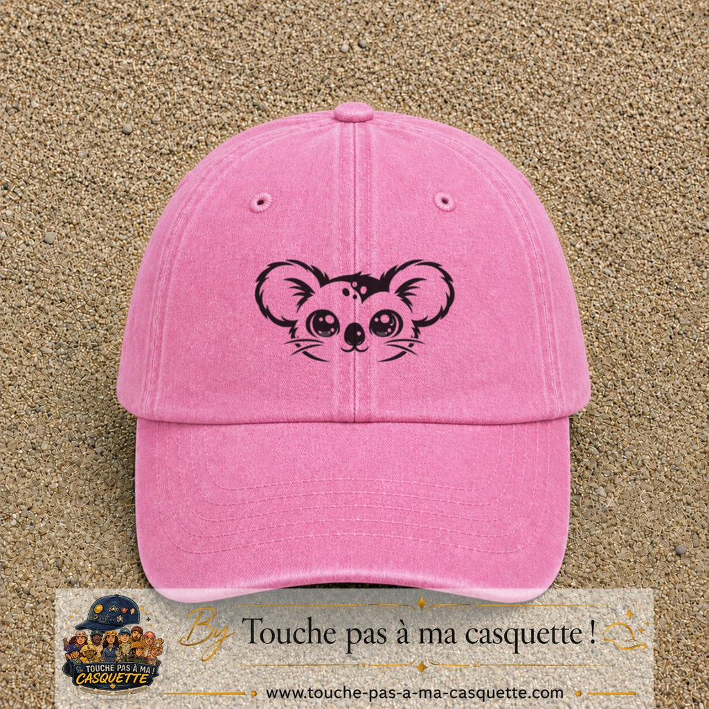 Image principale produit100moyenRS - casquette Rose délavé avec visuel Koala visage 5 cm
