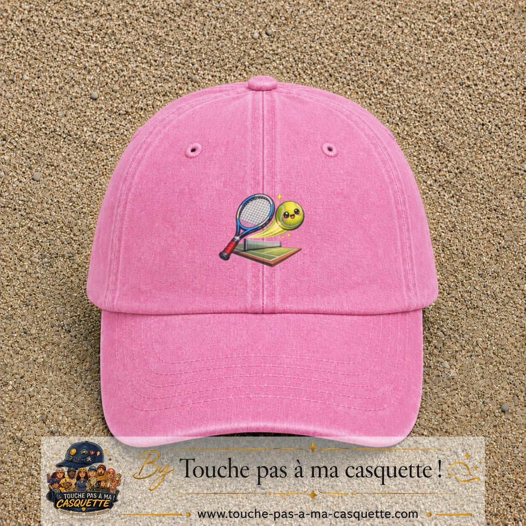 Image principale produit81moyenRS - casquette Rose délavé avec visuel Tennis court raquette 5 cm