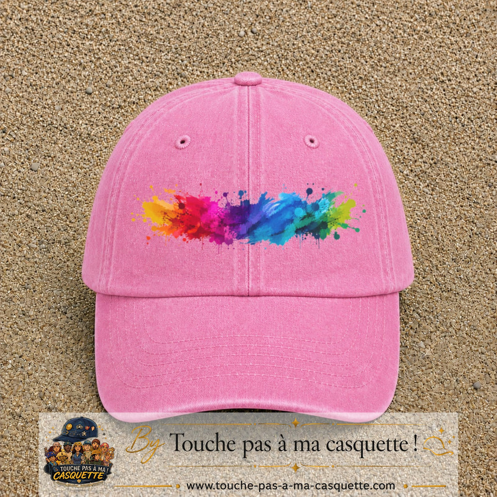 Casquette baseball Rose délavé 100% coton avec visuel Éclaboussure peinture 7 cm - image produit principale