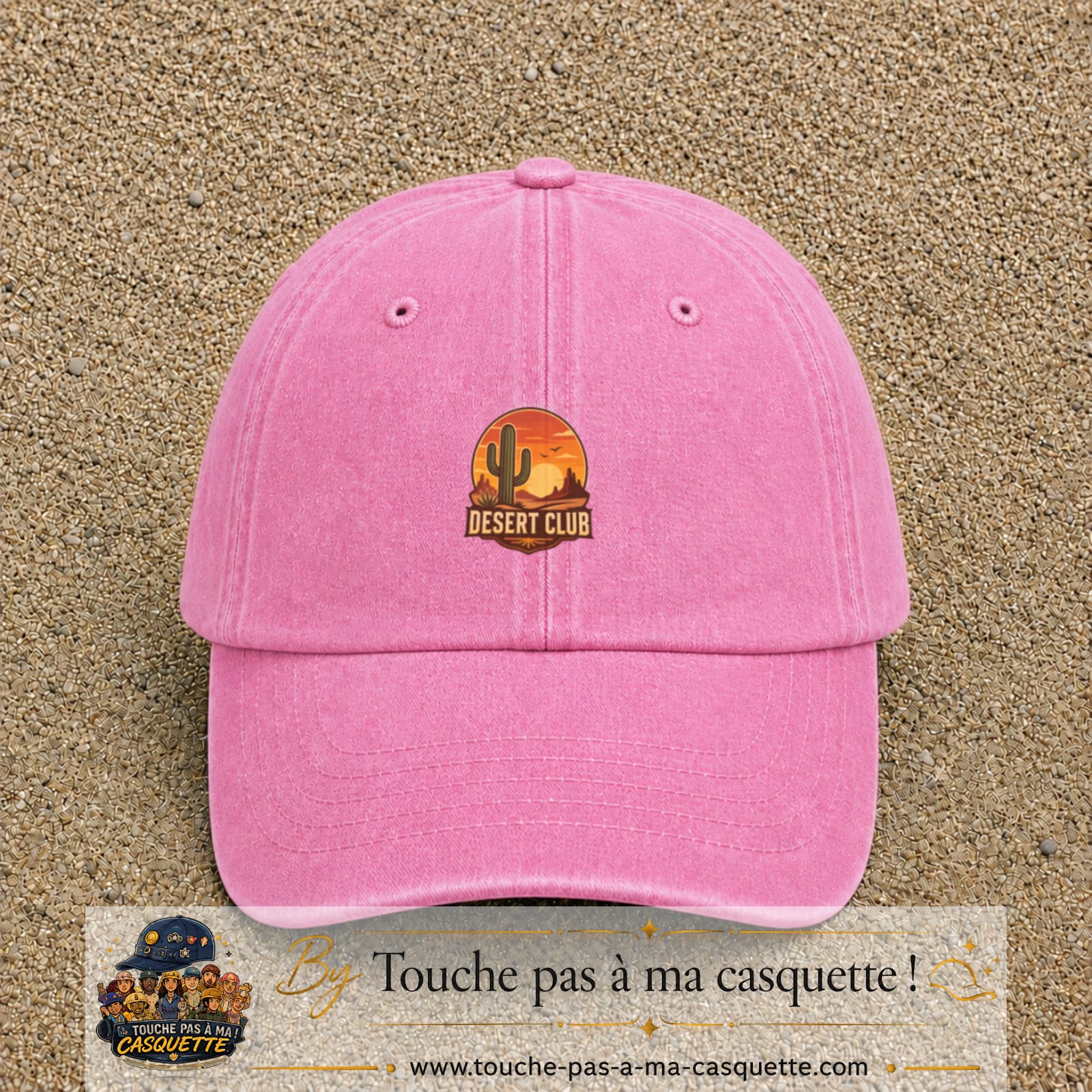 Casquette Rose délavé 100% coton avec motif Desert Club cactus 5 cm - image principale