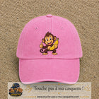 Casquette baseball Rose délavé 100% coton avec motif Singe à la banane 7 cm - image principale