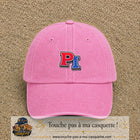 Casquette Rose délavé 100% coton avec motif Initiales PI rouge et bleu 5 cm - image principale