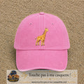 Casquette Rose délavé motif Girafe 7 cm - vue principale