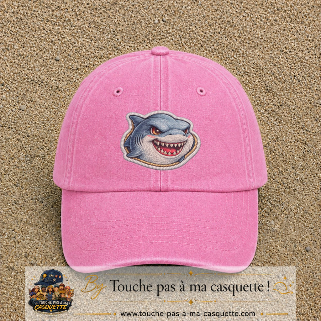 Casquette Rose délavé motif Requin fun 7 cm - vue principale