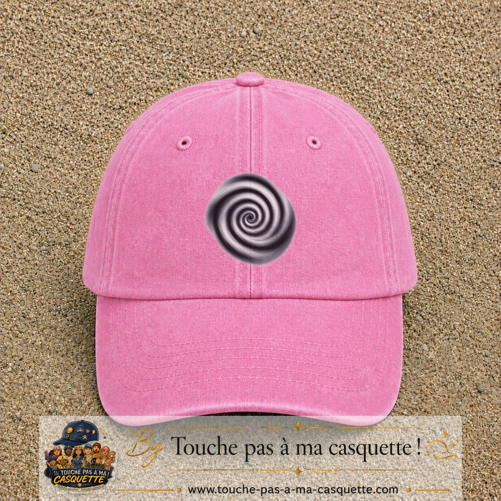 Casquette baseball Rose délavé 100% coton avec visuel Spirale hypnotique 7 cm - image produit principale