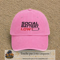 Casquette Rose délavé 100% coton avec motif Social Battery Low 7 cm - image principale