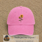 Casquette baseball Rose délavé 100% coton avec visuel Tournesol 7 cm - image produit principale