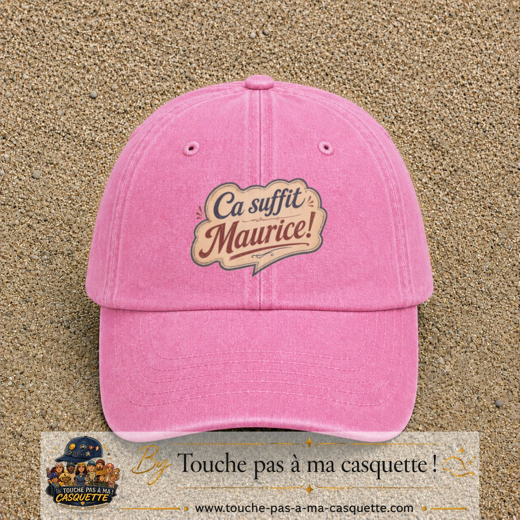 Casquette baseball Rose délavé 100% coton avec visuel Ça suffit Maurice 7 cm - image produit principale