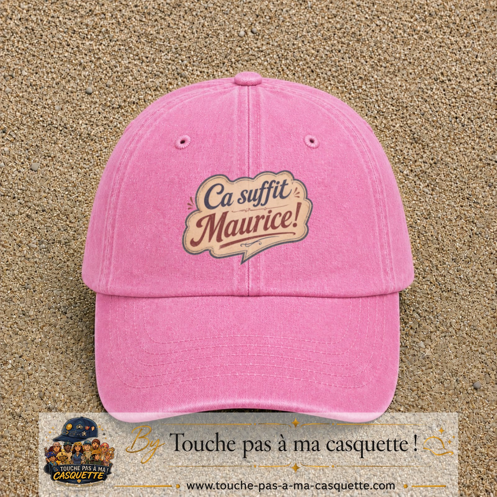 Casquette baseball Rose délavé 100% coton avec visuel Ça suffit Maurice 7 cm - image produit principale