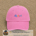 Casquette baseball Rose délavé 100% coton avec visuel Prénom Raphaël coloré 3 cm - image produit principale