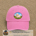 Casquette baseball Rose délavé 100% coton avec visuel Mouton à la ferme 7 cm - image produit principale