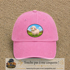 Casquette baseball Rose délavé 100% coton avec visuel Mouton à la ferme 7 cm - image produit principale