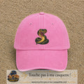 Casquette baseball Rose délavé 100% coton avec visuel Cobra cartoon 7 cm - image produit principale