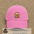 Casquette baseball Rose délavé 100% coton avec visuel Monstre rigolo 7 cm - image produit principale