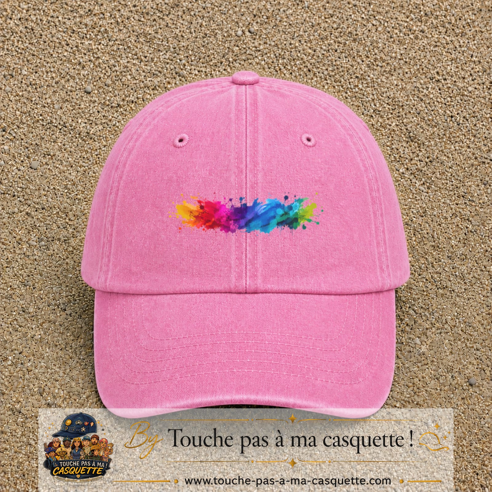 Casquette baseball Rose délavé 100% coton avec visuel Éclaboussure peinture 3 cm - image produit principale