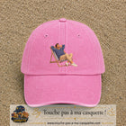 Casquette Rose délavé 100% coton avec motif Pause soleil transat 7 cm - image principale