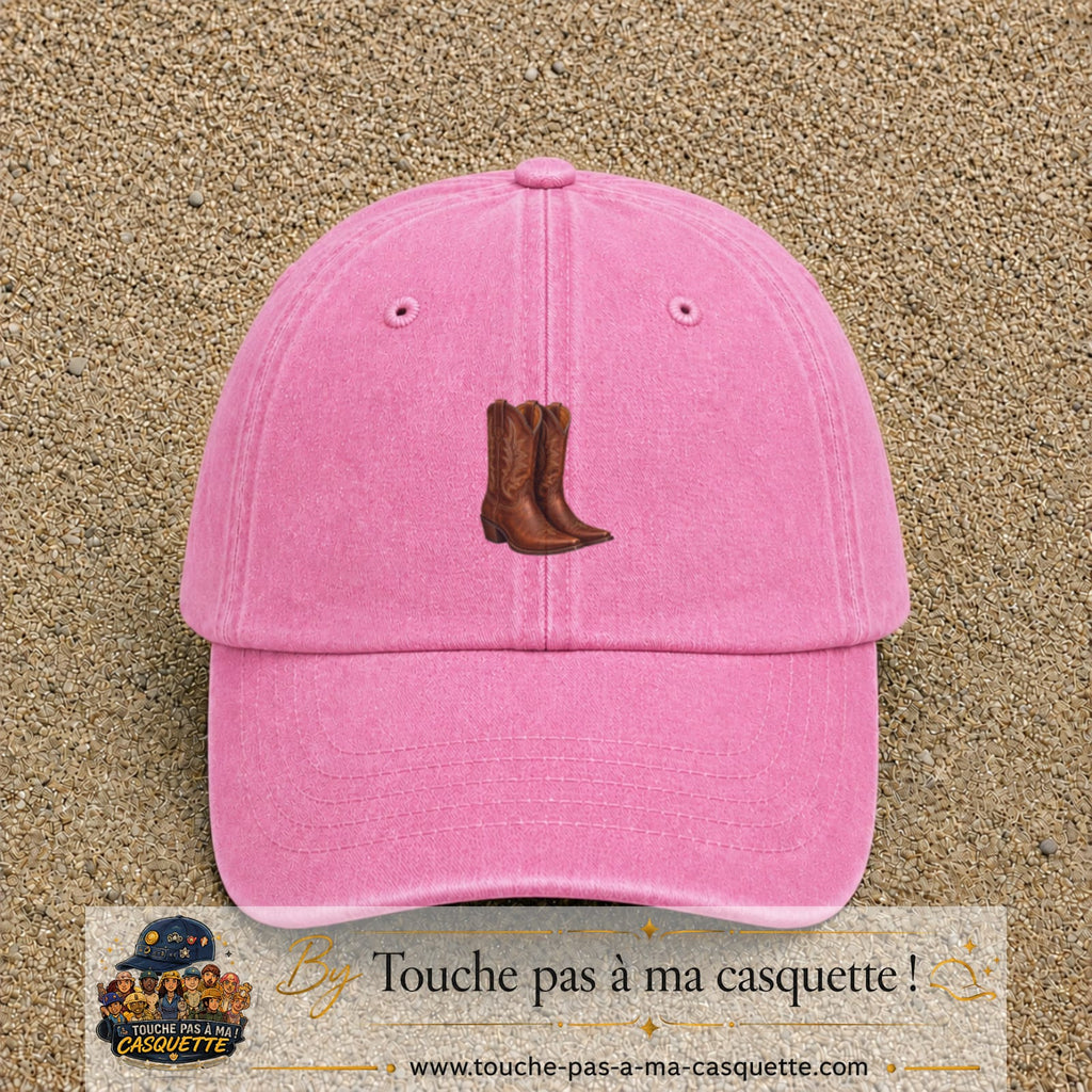 Casquette Rose délavé 100% coton avec motif Bottes cowboy 5 cm - image principale