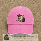 Casquette baseball Rose délavé 100% coton avec motif Chien joueur 7 cm - image principale