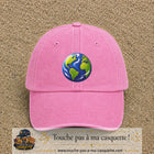 Casquette baseball Rose délavé 100% coton avec visuel Planète Terre cartoon 7 cm - image produit principale