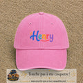 Casquette baseball Rose délavé 100% coton avec visuel Prénom Henry coloré 5 cm - image produit principale