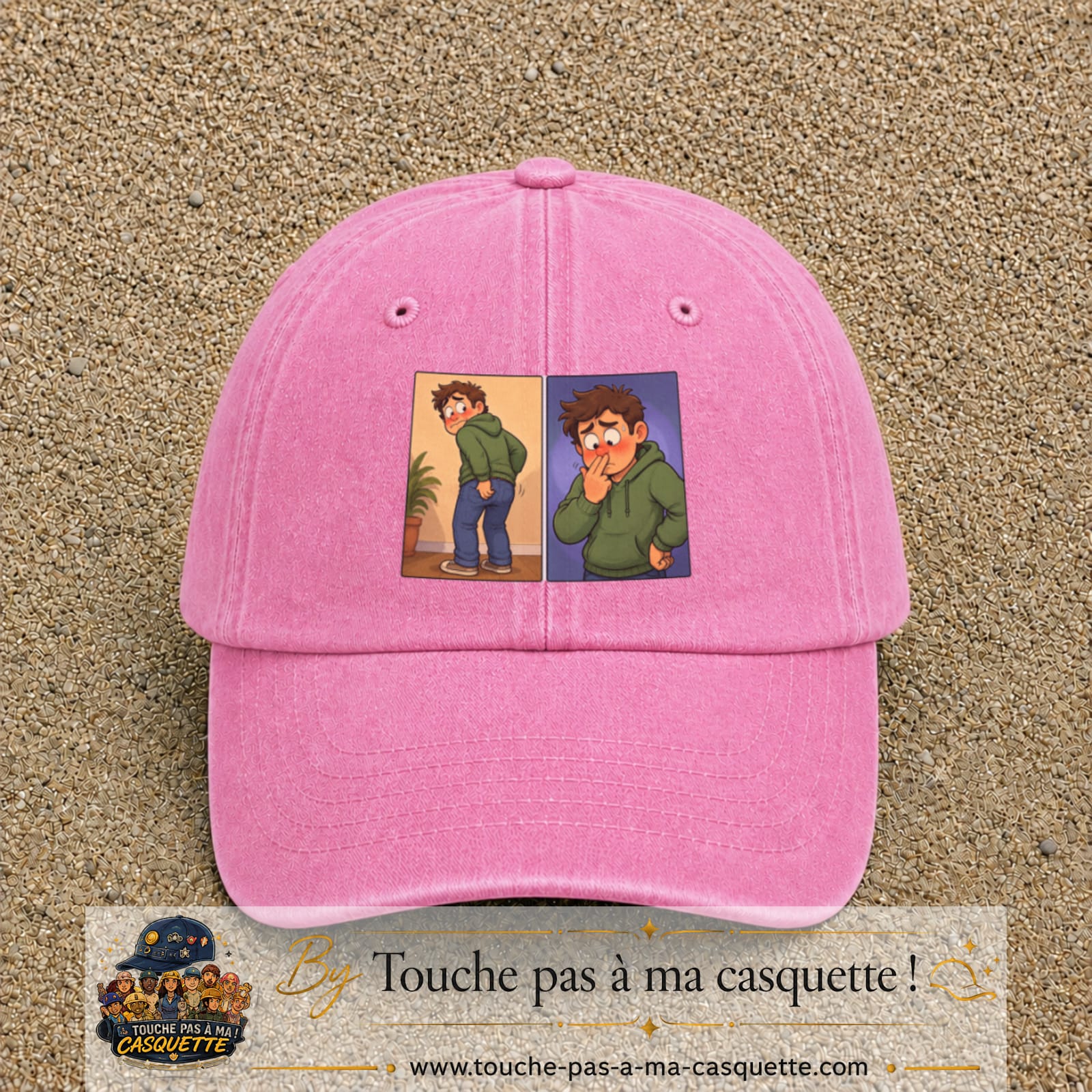 Casquette baseball Rose délavé 100% coton avec visuel Humour odeur 7 cm - image produit principale