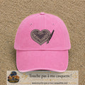Casquette Rose délavé motif Cœur calligraphie 7 cm - vue principale