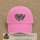 Casquette Rose délavé motif Cœur calligraphie 7 cm - vue principale