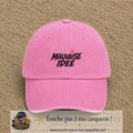 Casquette Rose délavé 100% coton avec motif Mauvaise idée 5 cm - image principale