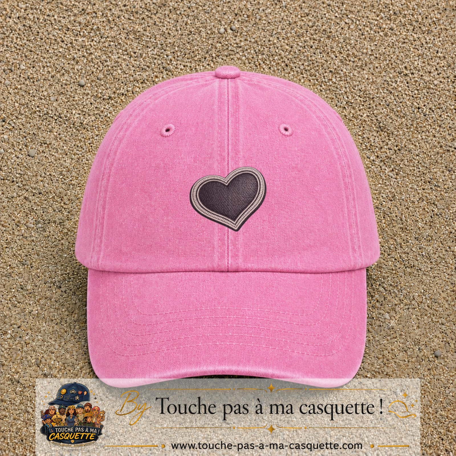 Casquette Rose délavé motif Cœur penché 5 cm - vue principale