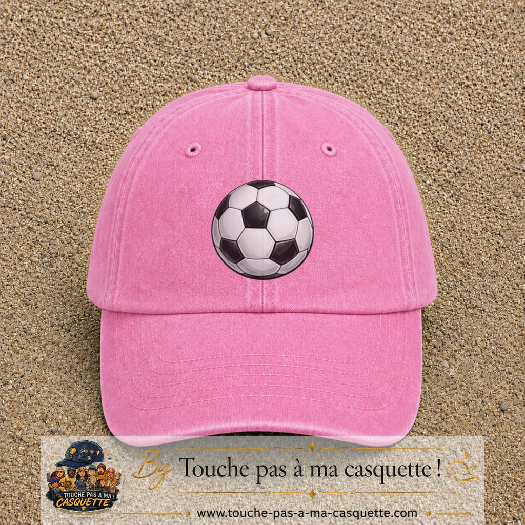 Casquette Rose délavé 100% coton avec motif Ballon de football 7 cm - image principale