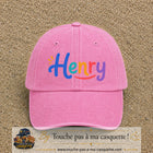 Casquette baseball Rose délavé 100% coton avec visuel Prénom Henry coloré 7 cm - image produit principale
