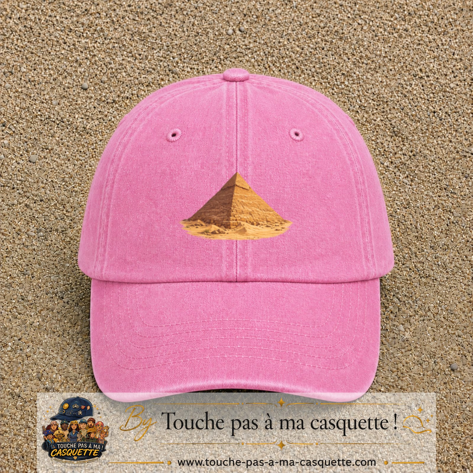 Casquette baseball Rose délavé 100% coton avec motif Pyramide égyptienne 7 cm - image principale