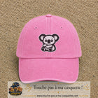 Casquette Rose délavé motif Koala noir et blanc 7 cm - vue principale