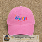 Casquette baseball Rose délavé 100% coton avec visuel Prénom Pierre coloré 5 cm - image produit principale