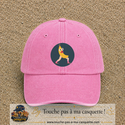 Casquette baseball Rose délavé 100% coton avec visuel Banane drôle 7 cm - image produit principale