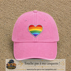 Casquette baseball Rose délavé 100% coton avec visuel Cœur arc-en-ciel 7 cm - image produit principale