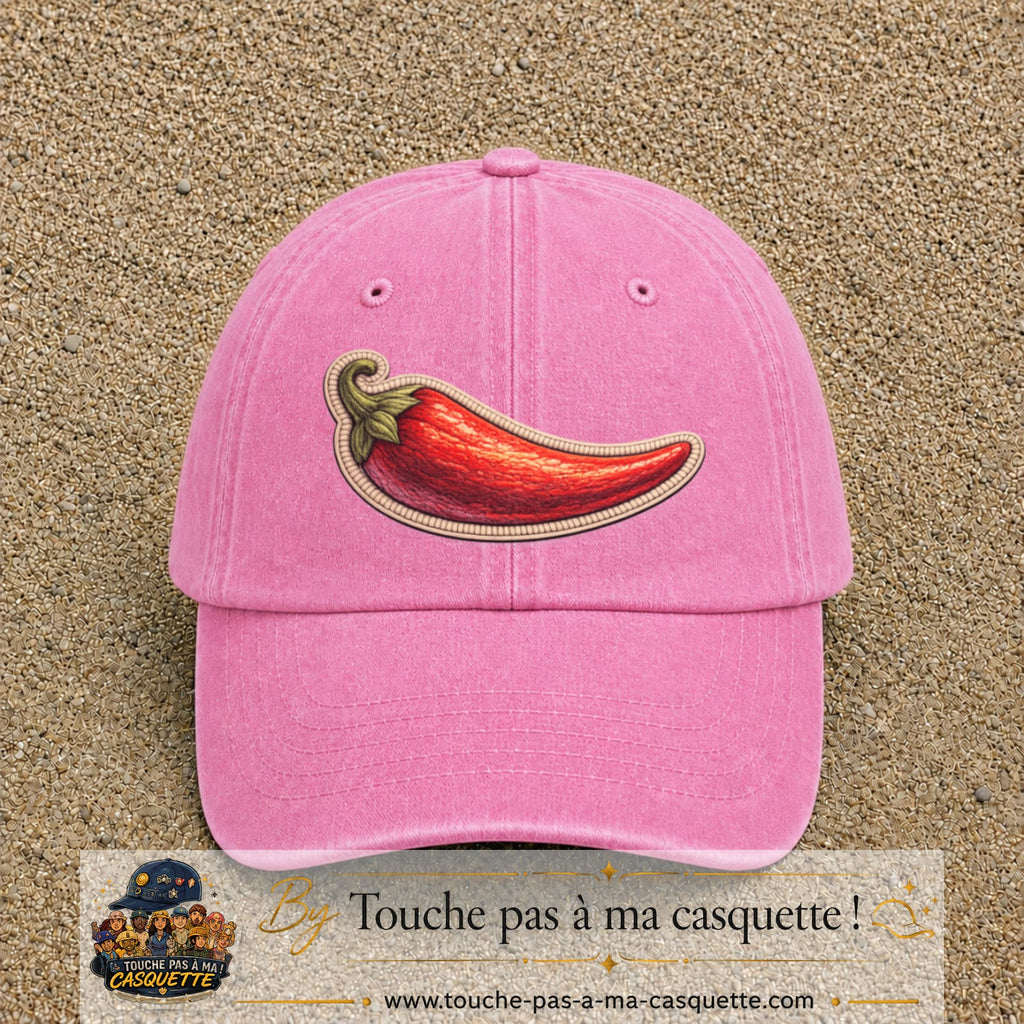 Casquette Rose délavé motif Piment piquant 7 cm - vue principale