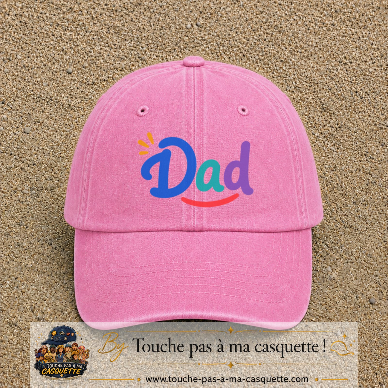 Casquette baseball Rose délavé 100% coton avec visuel Dad coloré 7 cm - image produit principale