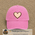 Casquette Rose délavé 100% coton avec motif Cœur bohème 7 cm - image principale