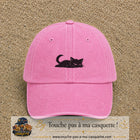 Casquette baseball Rose délavé 100% coton avec visuel Chat noir couché 3 cm - image produit principale