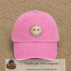 Casquette Rose délavé motif Lune kawaii 7 cm - vue principale