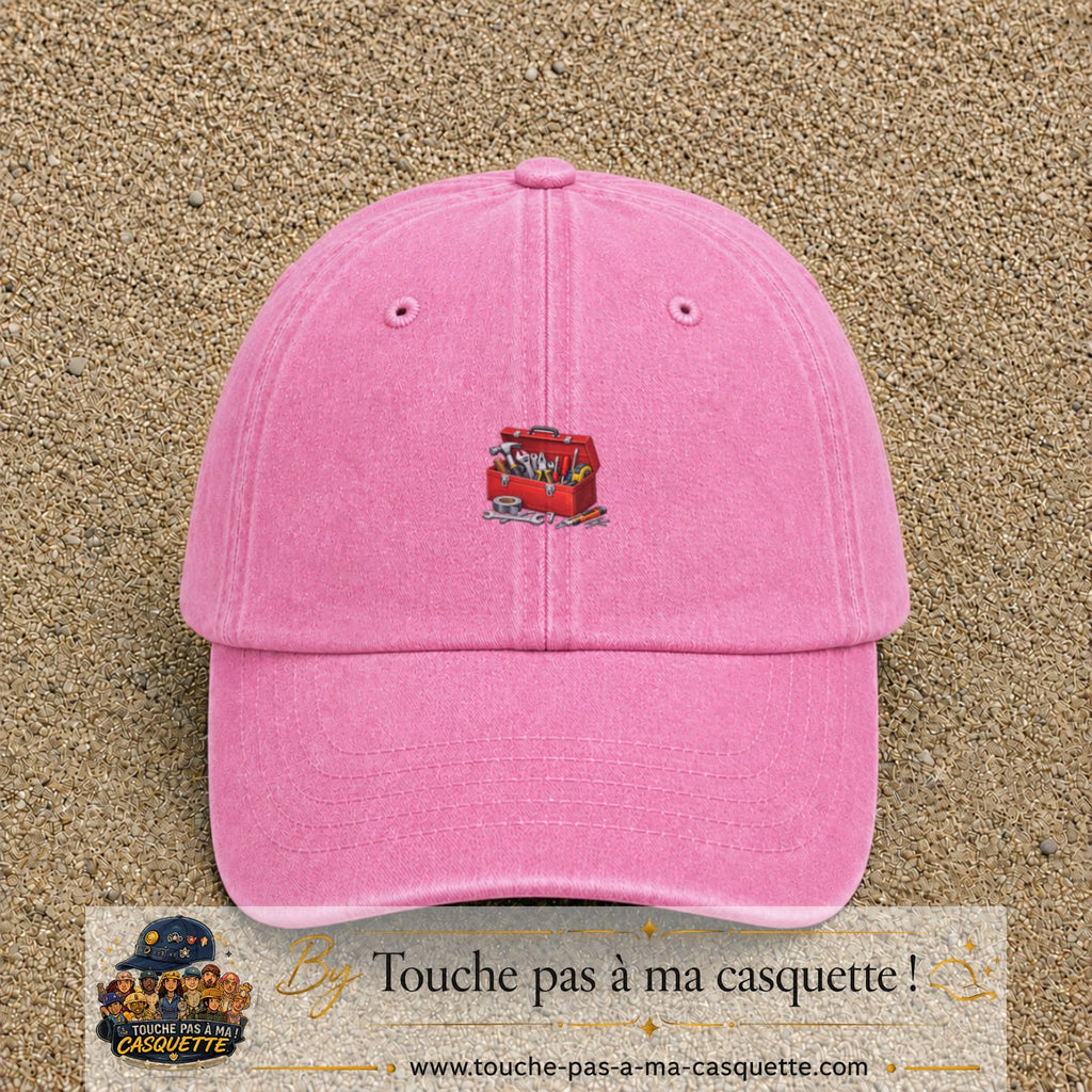 Casquette baseball Rose délavé 100% coton avec motif Boîte à outils 3 cm - image principale