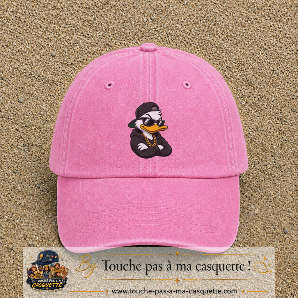 Casquette baseball Rose délavé 100% coton avec visuel Canard hip-hop 7 cm - image produit principale