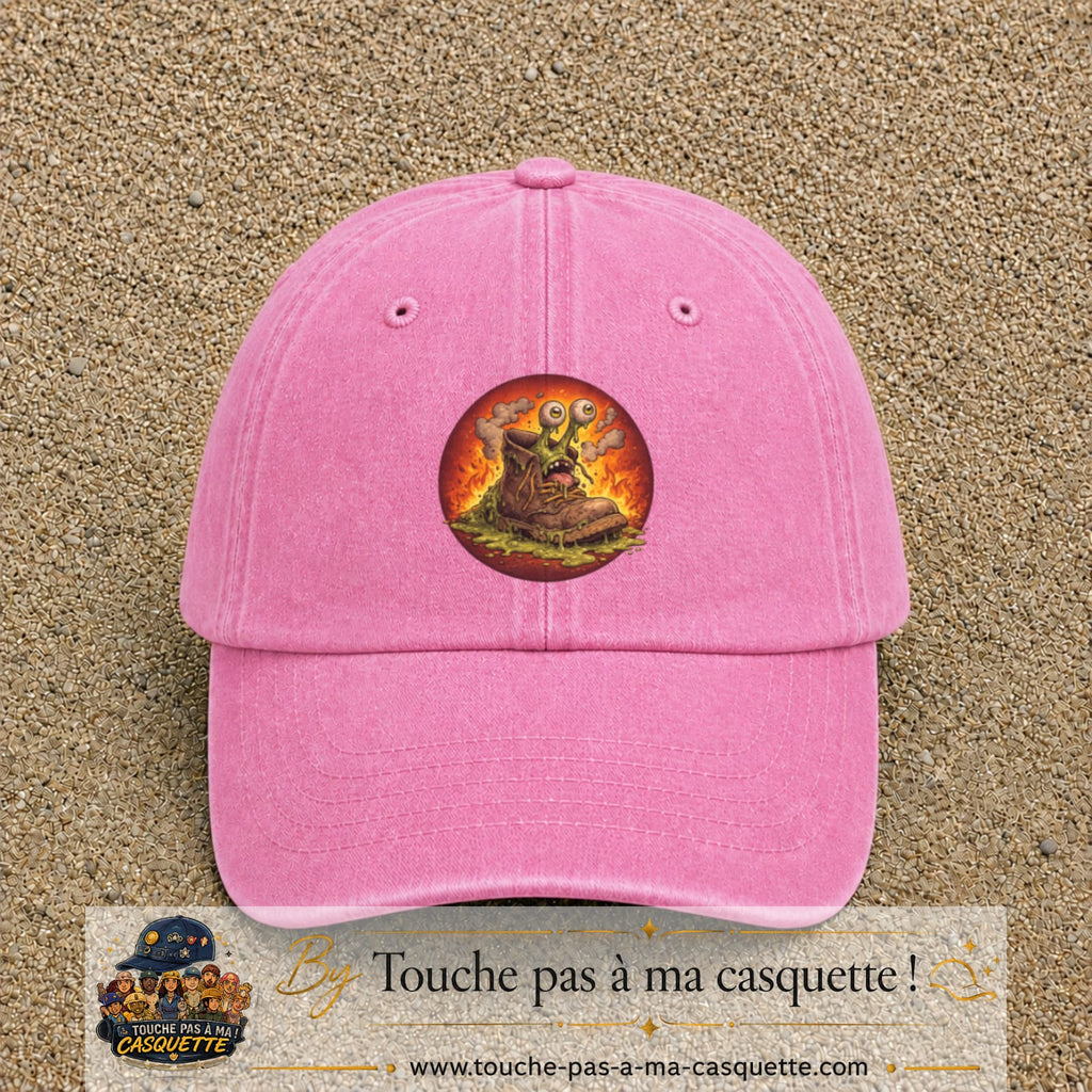 Casquette baseball Rose délavé 100% coton avec visuel Chaussure monstre 7 cm - image produit principale