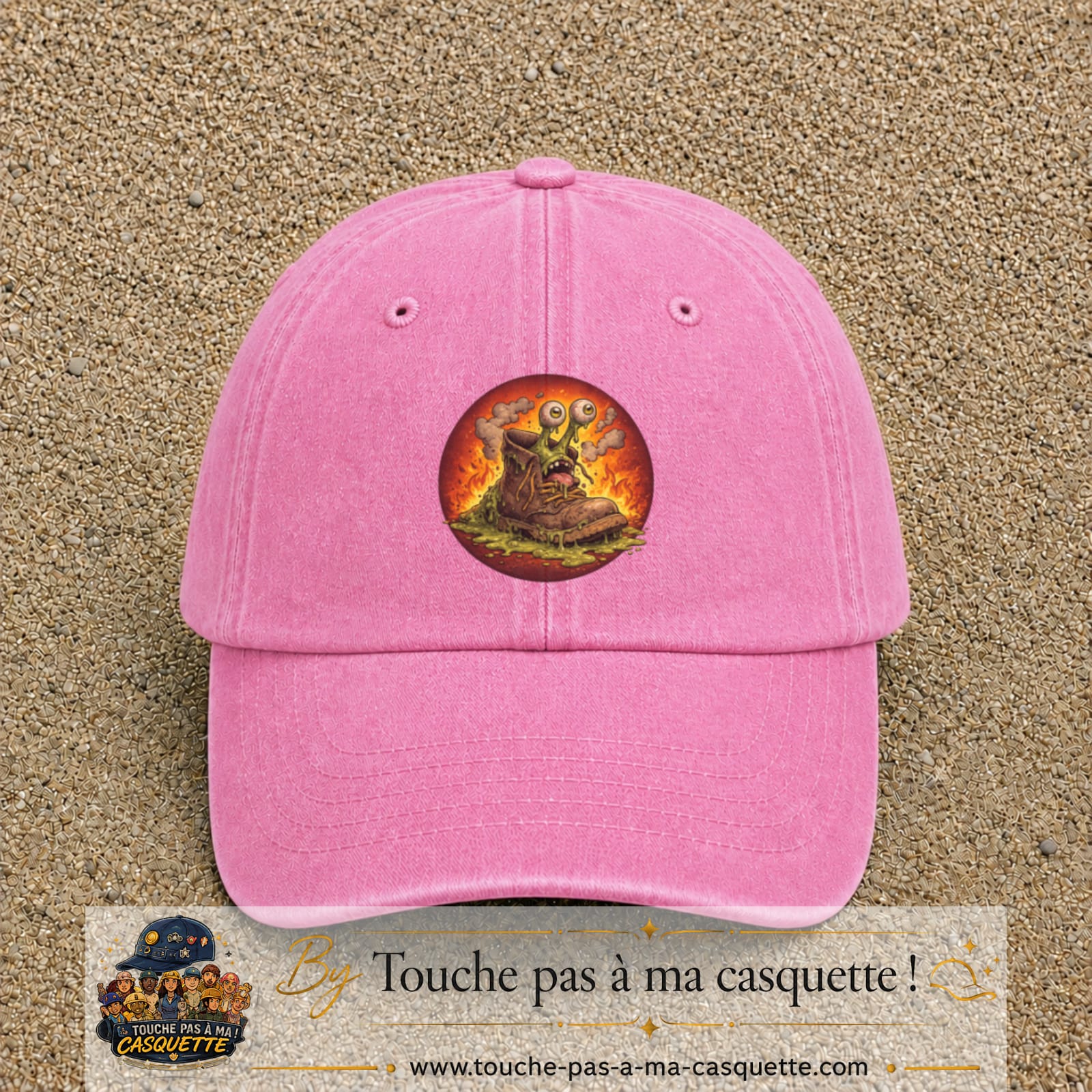 Casquette baseball Rose délavé 100% coton avec visuel Chaussure monstre 7 cm - image produit principale