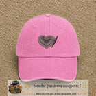Casquette Rose délavé motif Cœur calligraphie 5 cm - vue principale